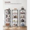 4-Shelve Black Metal Frame Glass Shelf Bookcase