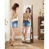 Rustic Brown Wood Jewelry Armoire Freestanding Rotating Mirror