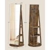 Rustic Brown Wood Jewelry Armoire Freestanding Rotating Mirror