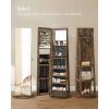 Rustic Brown Wood Jewelry Armoire Freestanding Rotating Mirror