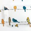 6 Piece Full size Sheet Set in Teal Yellow White Floral Birds on Wire