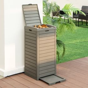 Heavy Duty Coffee Brown Plastic Outdoor Trash Can with Bottom Liquid Drawer
