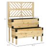 2 Tier Self Draining Natural Garden Bed Planter Box with Trellis