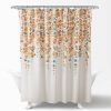 Floral Flowers Shower Curtain in White Turquoise Blue Orange