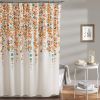 Floral Flowers Shower Curtain in White Turquoise Blue Orange