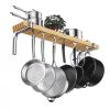 36-inch x 8-inch Metal Wood Pot Rack with 6 Swivel Hooks