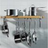 36-inch x 8-inch Metal Wood Pot Rack with 6 Swivel Hooks