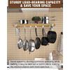 36-inch x 8-inch Metal Wood Pot Rack with 6 Swivel Hooks