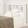 Twin size Scandinavian Style Bookcase Headboard in White Wood Finish