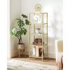 4-Shelve Gold Metal Frame Glass Shelf Bookcase