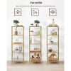 4-Shelve Gold Metal Frame Glass Shelf Bookcase