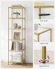 Narrow Glass Shelf Bookcase in Gold