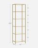Narrow Glass Shelf Bookcase in Gold