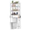 Industrial Over the Toilet Shelving Unit in Metal White Wood