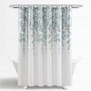 Floral Flowers Shower Curtain in White Blue Grey