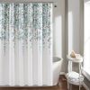 Floral Flowers Shower Curtain in White Blue Grey
