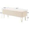 White Sherpa Upholstered Storage Bench with Gold Finish Legs