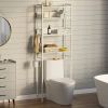 Modern Over the Toilet Shelving Unit in Metal White Wood