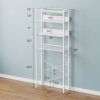 Modern Over the Toilet Shelving Unit in Metal White Wood