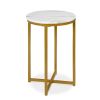 Round Cross Leg Side Table Nightstand with White/Gold Top