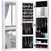 Wall or Door Mounted Jewelry Organizer Full Length Mirror in White