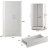 Modern Armoire with Storage Drawer in White Wood Finish