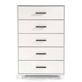 Modern Farmhouse Solid Wood 5 Drawer Bedroom Chest - White