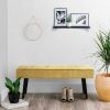 Modern Yellow Corduroy Upholstered Bench with Black Metal Legs