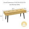 Modern Yellow Corduroy Upholstered Bench with Black Metal Legs