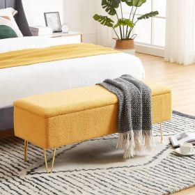 Yellow Sherpa Upholstered End of Bed Storage Bench