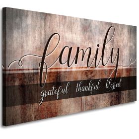 Family Grateful Thankful Blessed Wall Decor Canvas