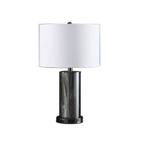 21.25" Mid-Century Glass Black Chrome Table Lamp