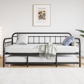 Metal Daybed Frame with Trundle and Headboard