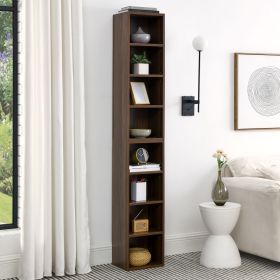 8-Tier Narrow Bookshelf with Adjustable Shelves