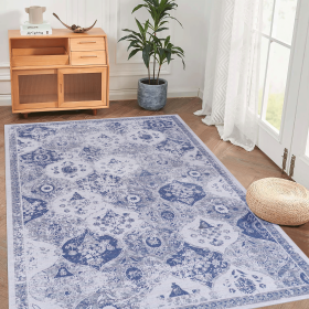 Blue Low-Pile, Non-Slip 6x9 Area Rug