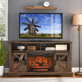 60 Inch Electric Fireplace With Door Sensor-Reclaimed Barnwood Color