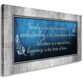 Love Quote Wall Art Blue and Grey Canvas