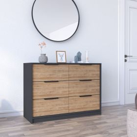 Maryland 4 Drawer Double Dresser, Black Wengue / Pine Finish