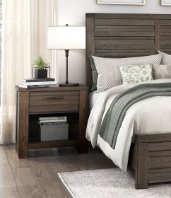 Rustic Style Dark Brown Nightstand and Storage Cubby