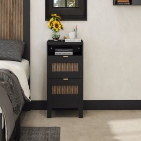Farmhouse Wooden Nightstand in Black