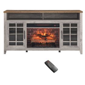 55 inch TV Media Stand with Electric Fireplace,Gray Wash Color