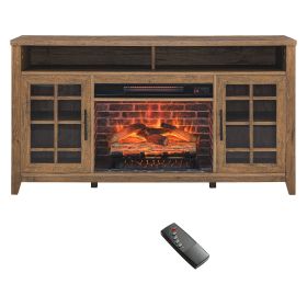55 inch TV Media Stand with Electric Fireplace,Reclaimed Barnwood Color