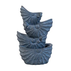 13.4x9.4x21.5" Decorative 4 Tier Blue Nautilus Shell Water Fountain