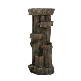 11x13.4x31.5" Rustic Decorative Tree Trunk 5 Tier Water Fountain