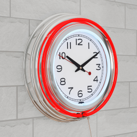 Battery Operated Retro Neon Wall Clock by Lavish Home