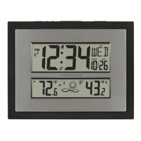 La Crosse Technology Atomic Digital Black & Silver Contemporary Clock