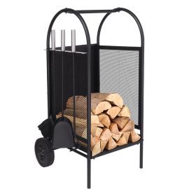 31.5''x14'' x14'' Firewood Rack Log Cart with Wheels