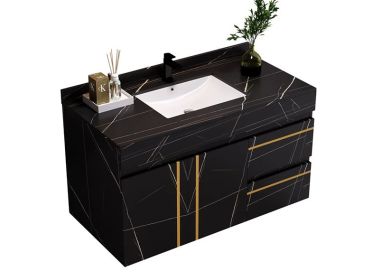 35.4'' Wall Mounted Vanity with Faux Marble Vanity Top