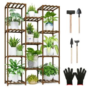 Multi-tier Wooden Plant Stand with Tools
