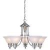 5-Light Brushed Nickel Chandelier with White Frosted Shades